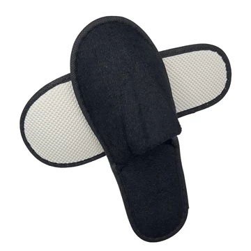 Egyszer használatos frottír vendégpapucs, zárt orr, fekete